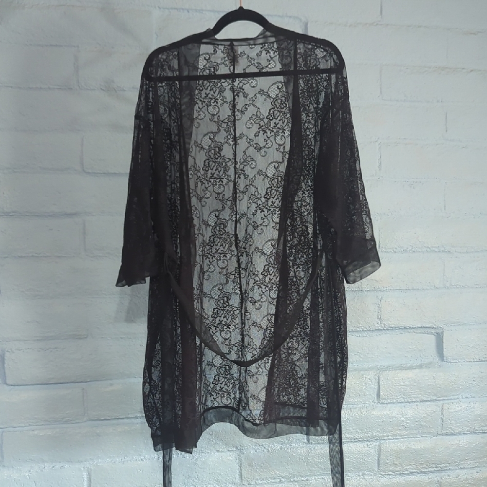 Adore Me Sheer Black Lace Robe